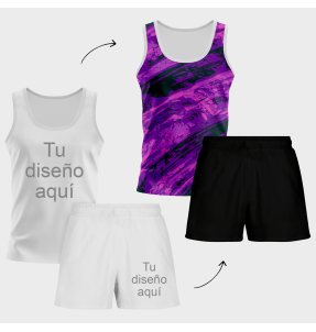 Conjunto running camiseta sin mangas y pantalón corto de mujer 100% fullprint personalizado