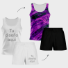 Conjunto running camiseta sin mangas y pantalón corto de mujer 100% fullprint personalizado