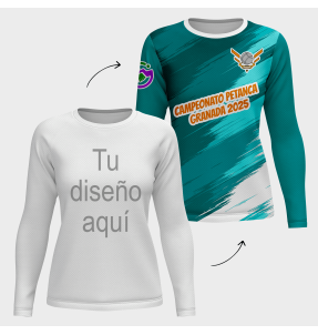 Camiseta petanca manga larga de mujer 100% fullprint personalizada