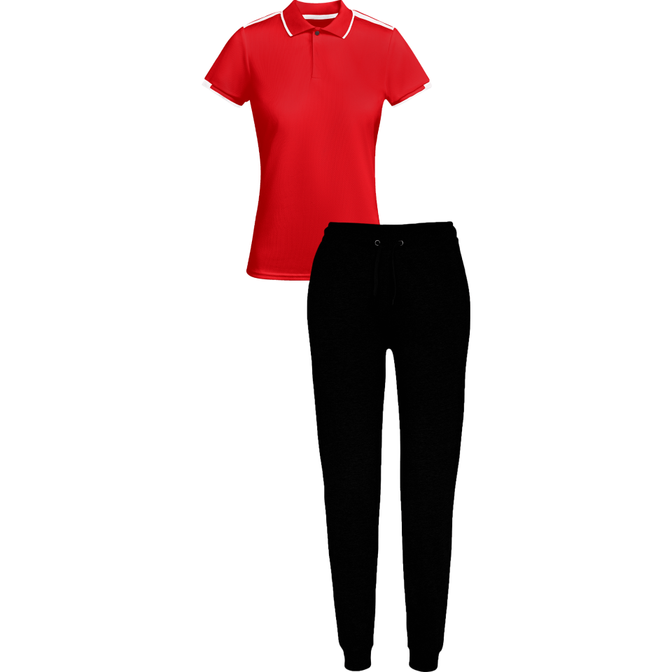Conjunto de mujer petanca polo técnico bicolor y pantalón largo personalizado
