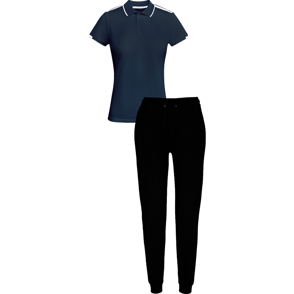 Conjunto de mujer petanca polo técnico bicolor y pantalón largo personalizado