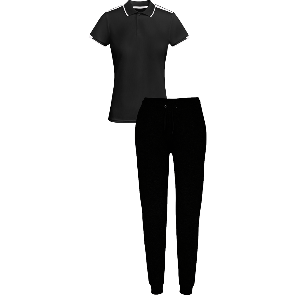 Conjunto de mujer petanca polo técnico bicolor y pantalón largo personalizado