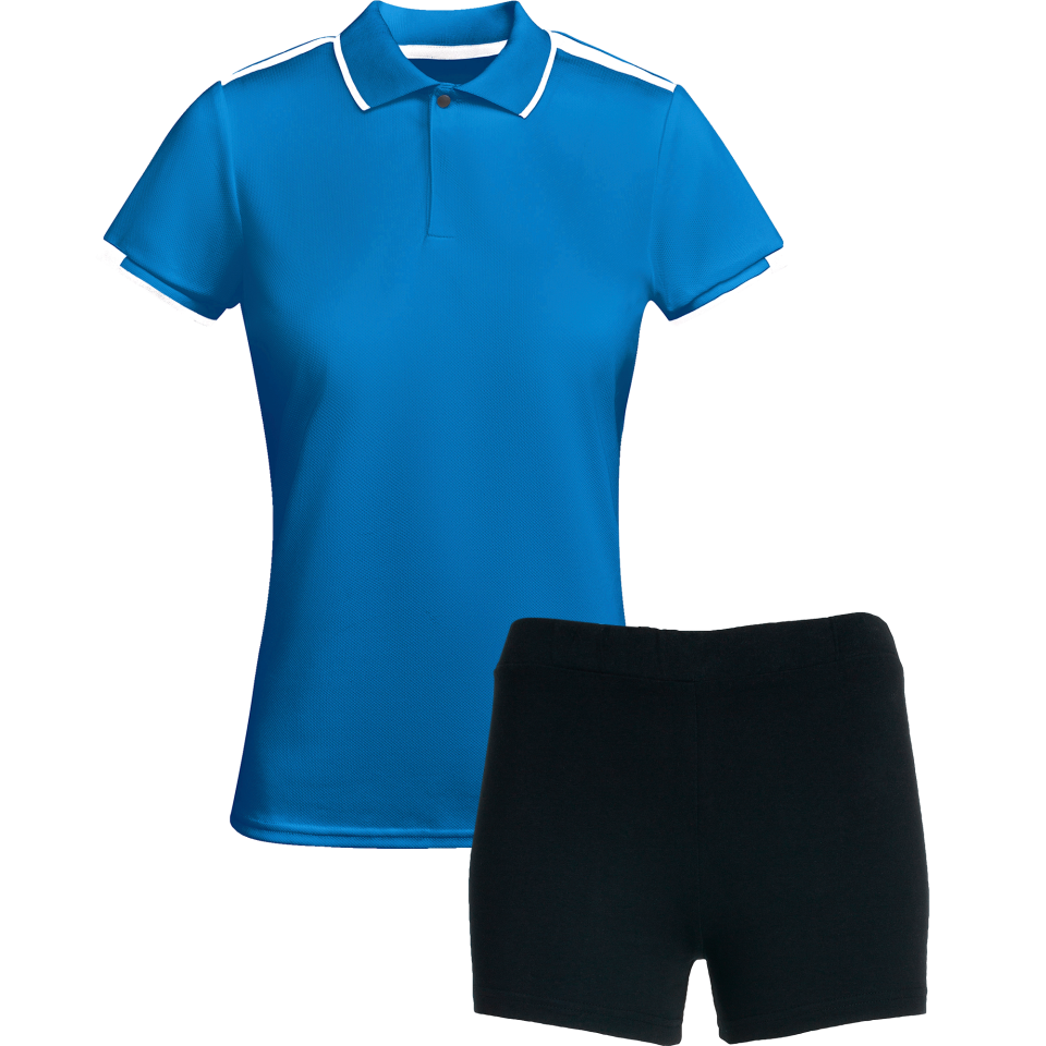Conjunto de mujer petanca polo técnico bicolor y pantalón corto personalizado