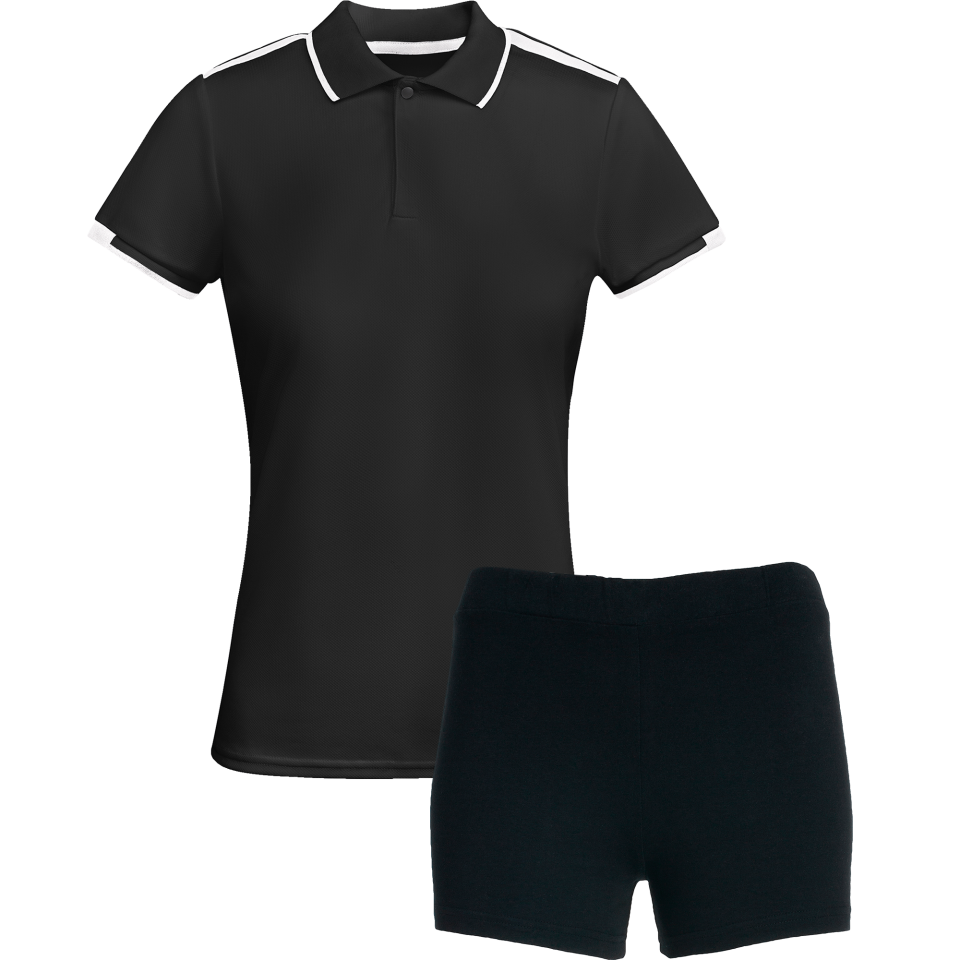 Conjunto de mujer petanca polo técnico bicolor y pantalón corto personalizado