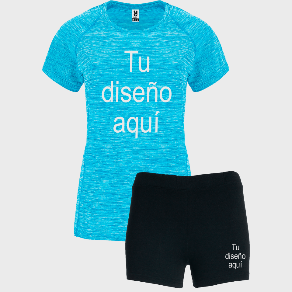 Conjunto de mujer petanca camiseta técnica vigoré y pantalón corto personalizado