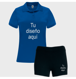 Conjunto de mujer petanca polo técnico y pantalón corto personalizado