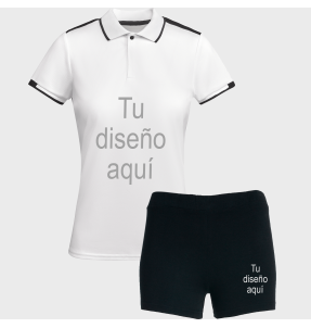 Conjunto de mujer petanca polo técnico bicolor y pantalón corto personalizado