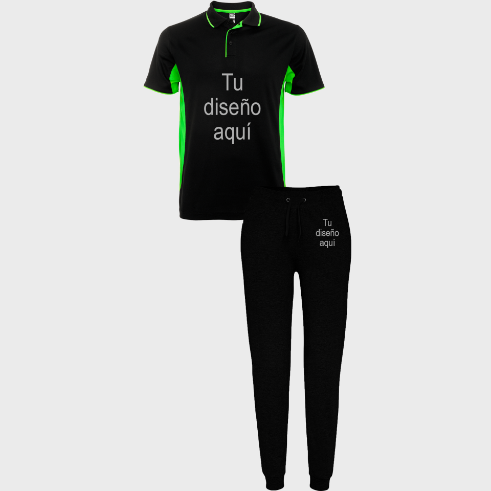 Conjunto petanca polo técnico bicolor y pantalón largo personalizado