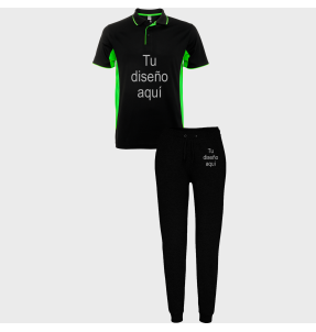 Conjunto petanca polo técnico bicolor y pantalón largo personalizado