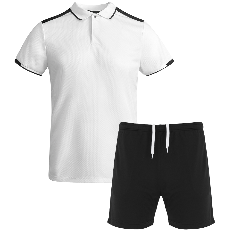 Conjunto infantil de pádel polo técnico bicolor y pantalón personalizado