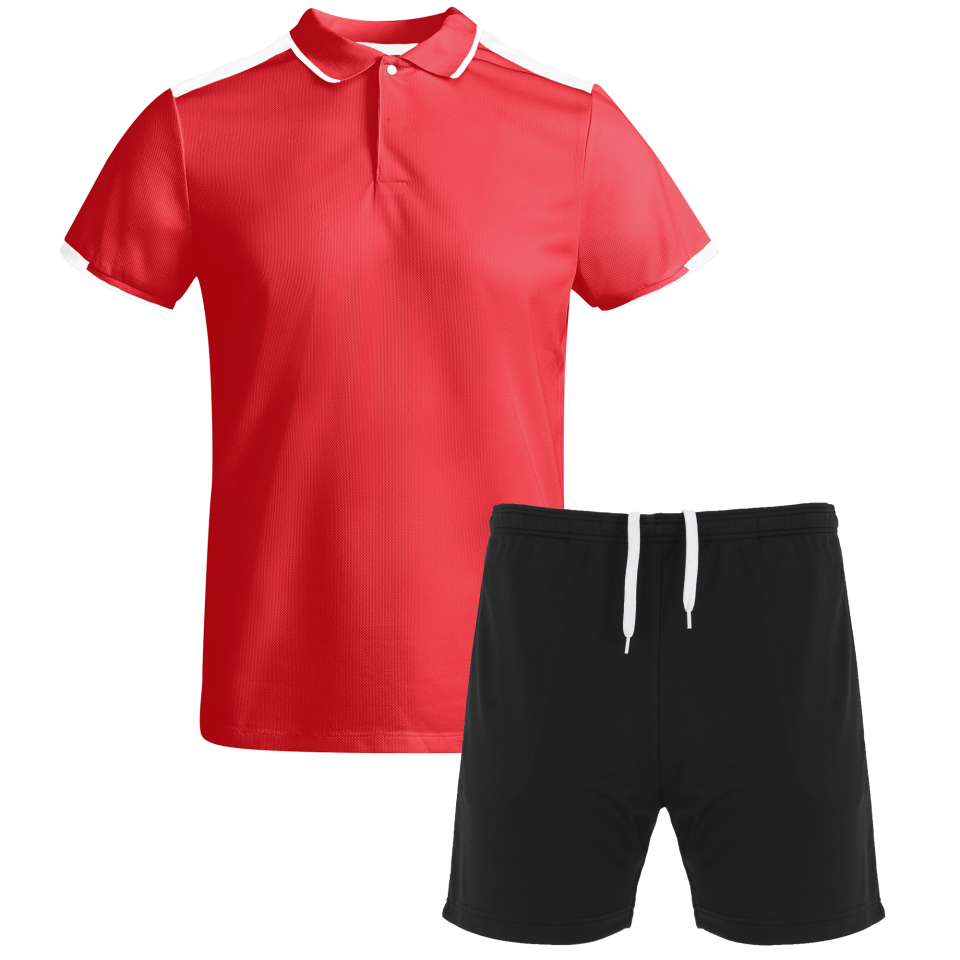 Conjunto infantil de pádel polo técnico bicolor y pantalón personalizado