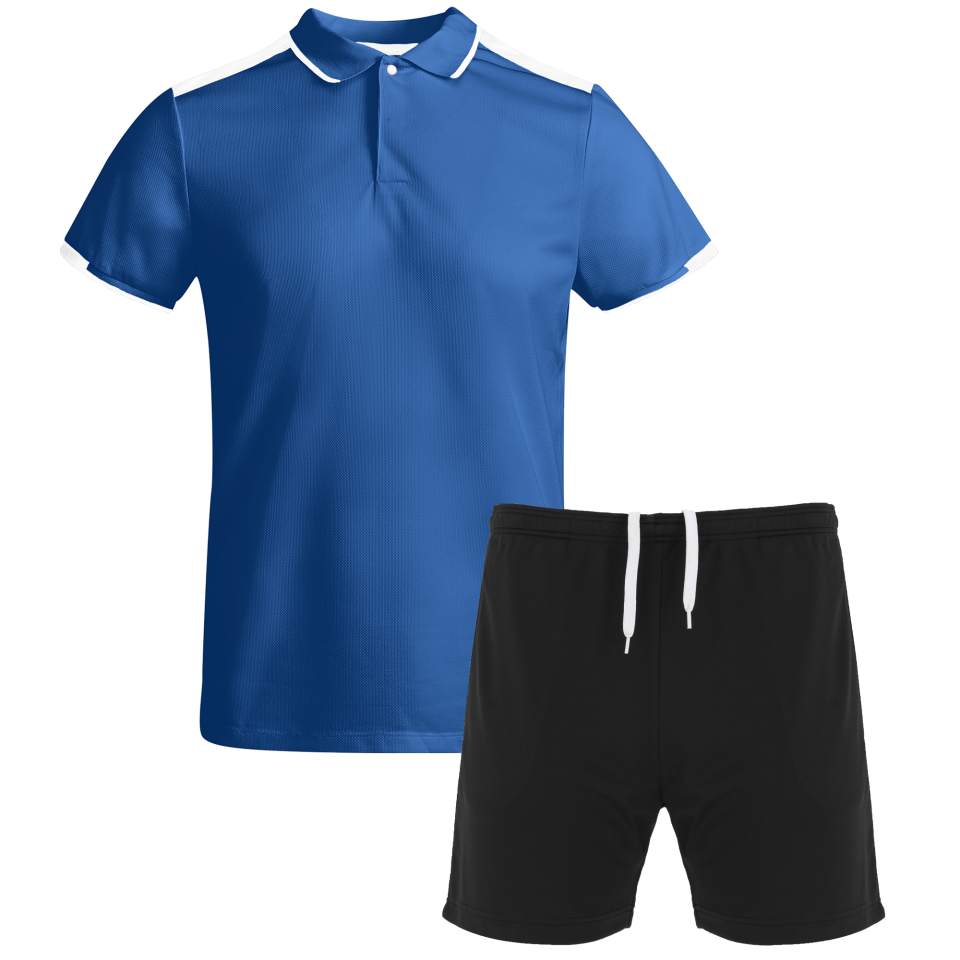 Conjunto infantil de pádel polo técnico bicolor y pantalón personalizado