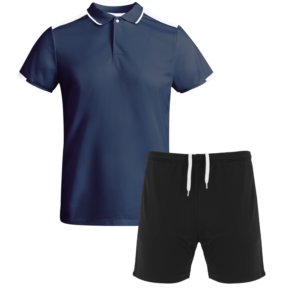 Conjunto infantil de pádel polo técnico bicolor y pantalón personalizado