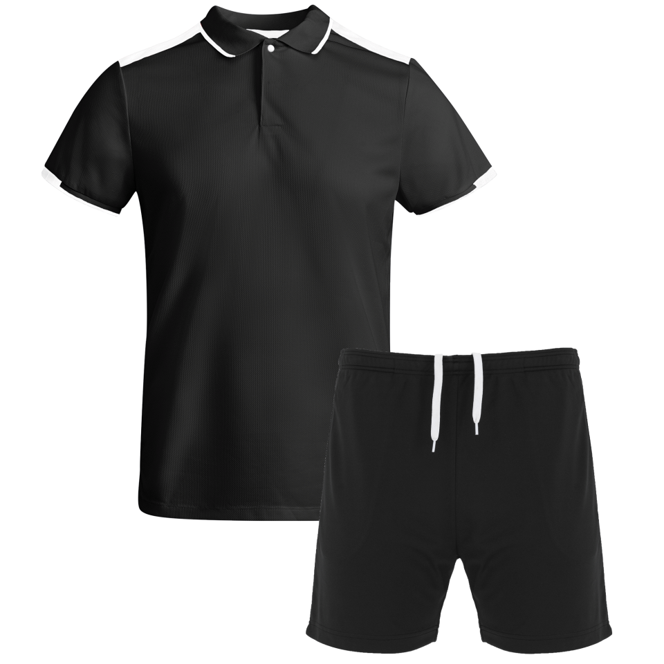 Conjunto infantil de pádel polo técnico bicolor y pantalón personalizado