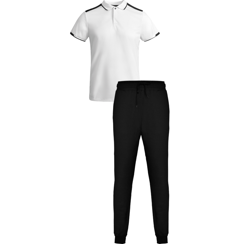 Conjunto infantil petanca polo técnico bicolor y pantalón largo personalizado