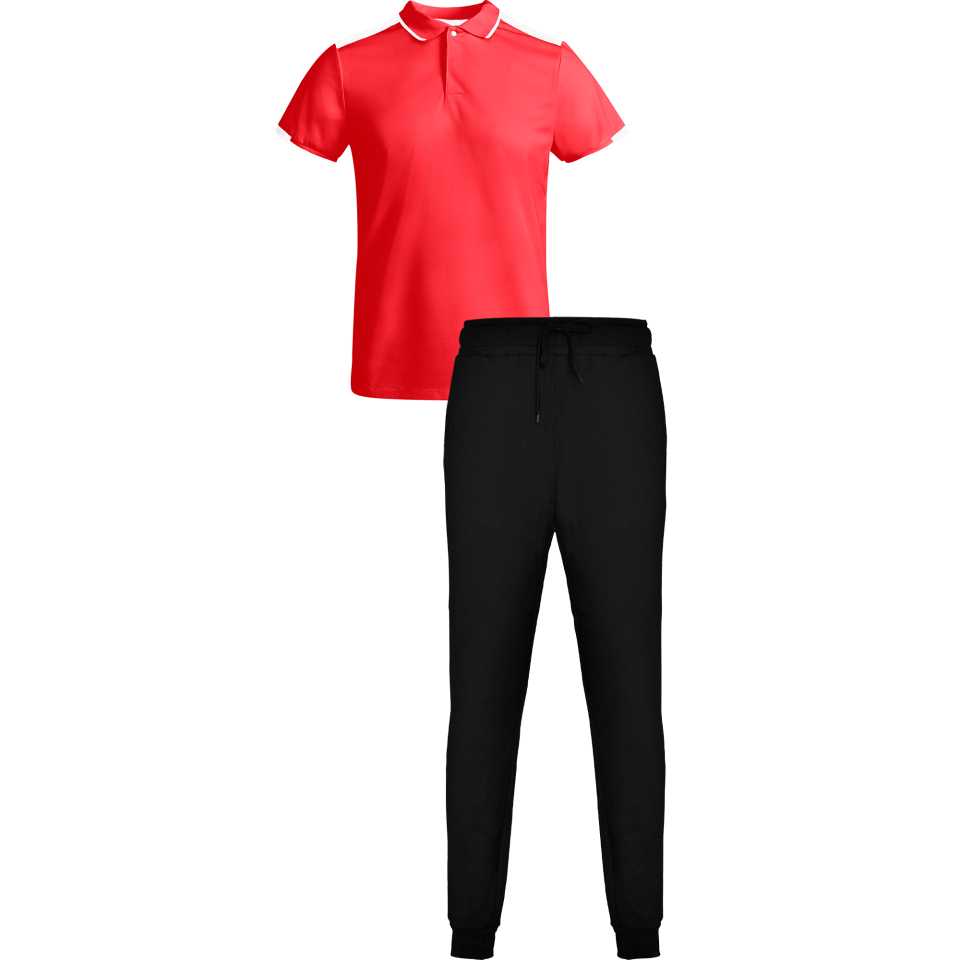 Conjunto infantil petanca polo técnico bicolor y pantalón largo personalizado
