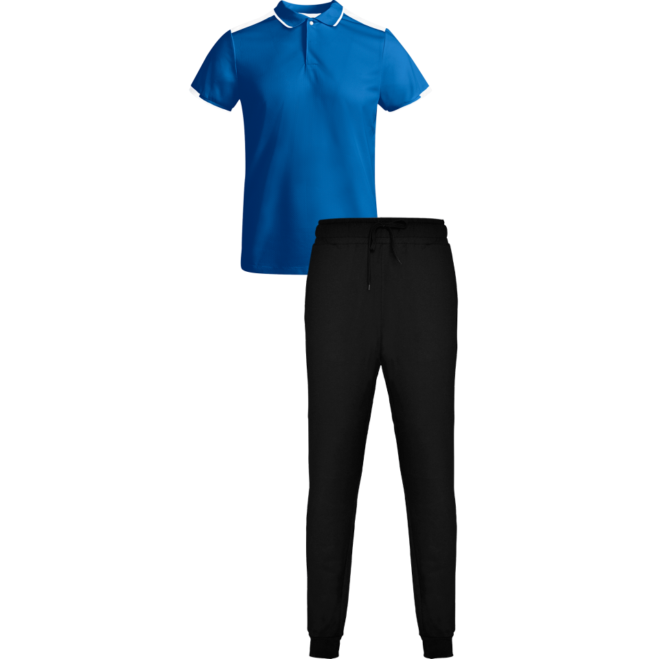 Conjunto infantil petanca polo técnico bicolor y pantalón largo personalizado
