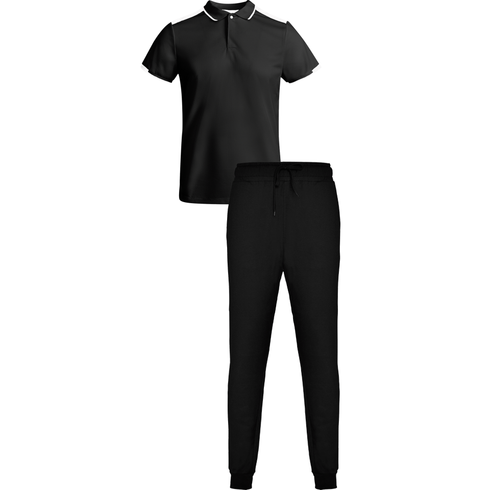 Conjunto infantil petanca polo técnico bicolor y pantalón largo personalizado