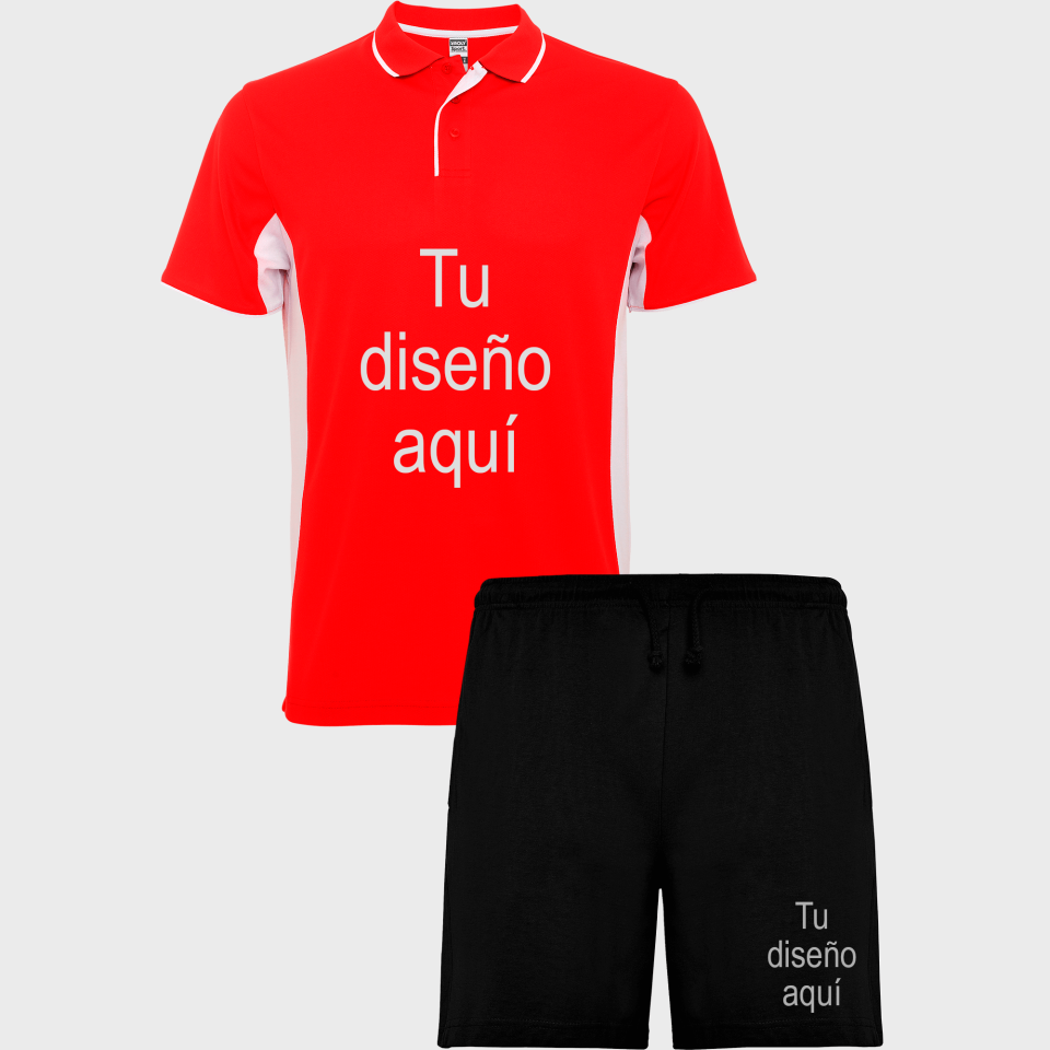 Conjunto petanca polo técnico bicolor y pantalón corto personalizado