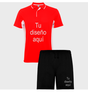 Conjunto petanca polo técnico bicolor y pantalón corto personalizado