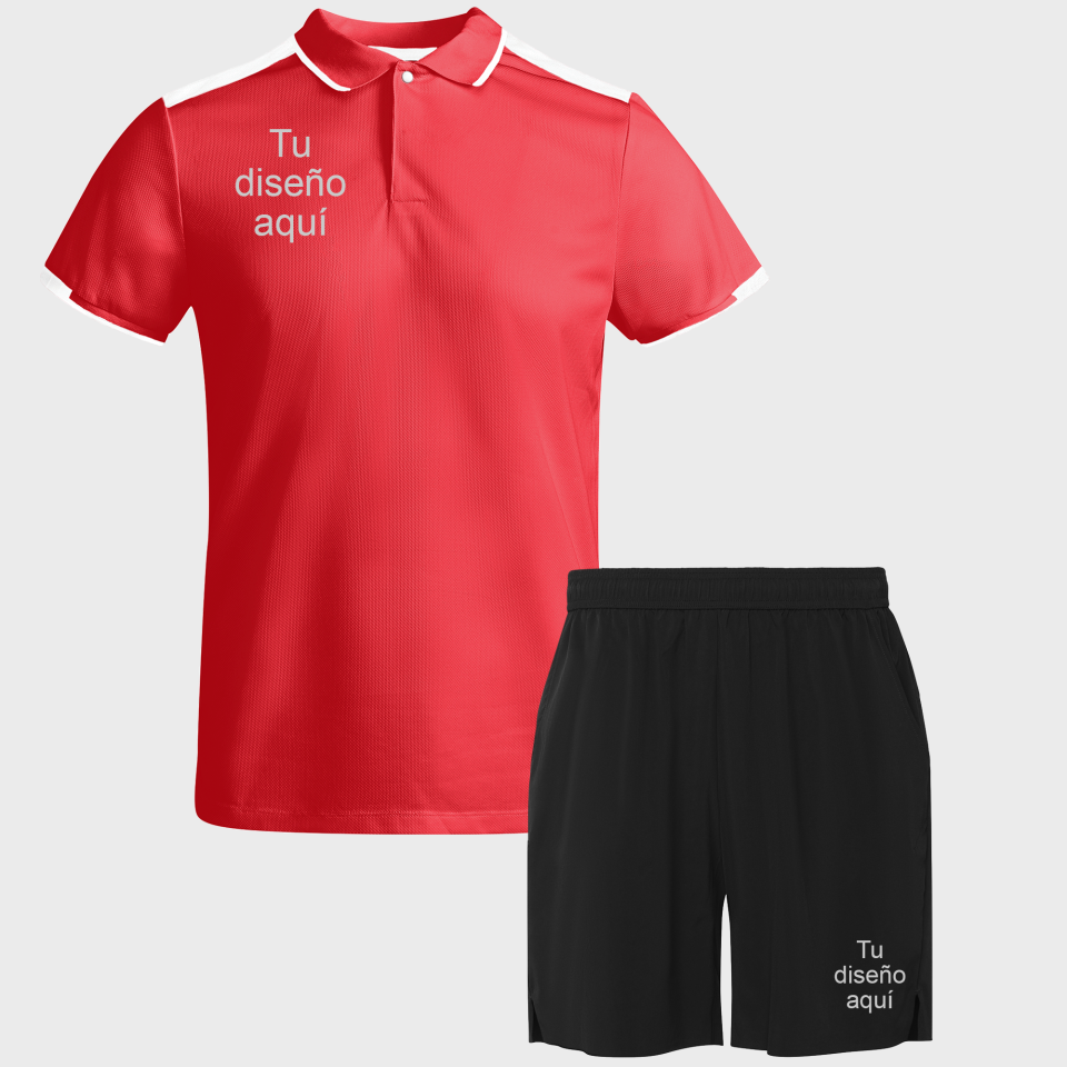 Conjunto de pádel polo técnico bicolor y pantalón personalizado