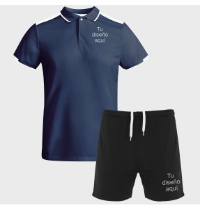 Conjunto infantil de pádel polo técnico bicolor y pantalón personalizado