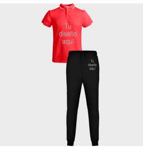 Conjunto infantil petanca polo técnico bicolor y pantalón largo personalizado
