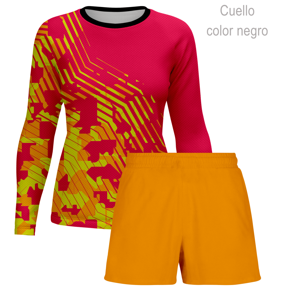 Conjunto running camiseta manga larga y pantalón corto de mujer 100% fullprint personalizado