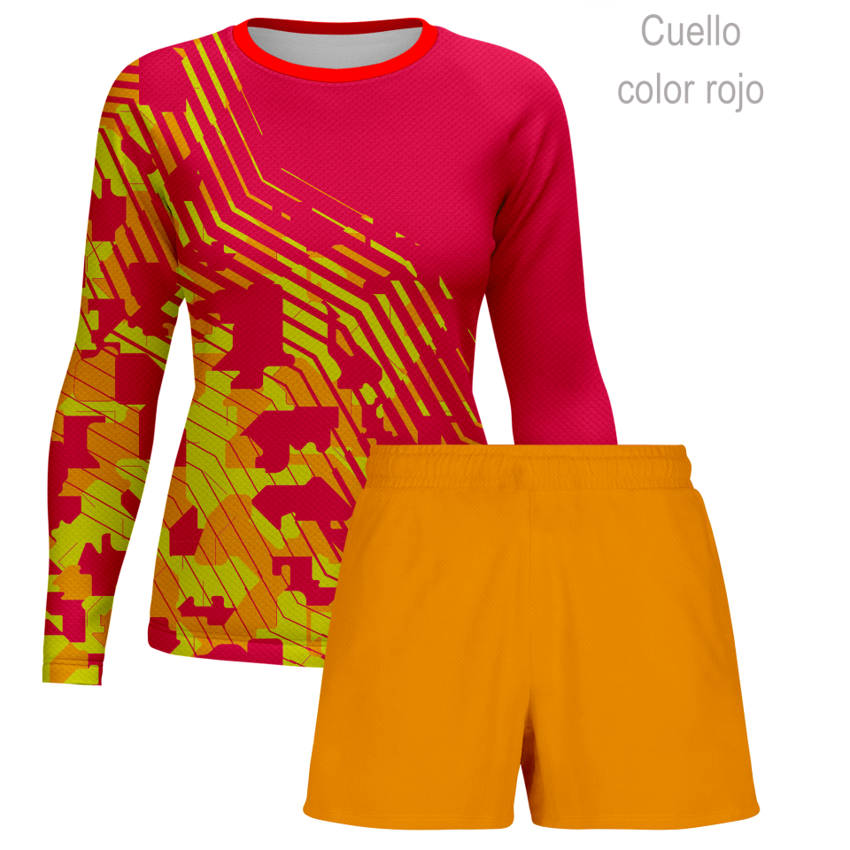 Conjunto running camiseta manga larga y pantalón corto de mujer 100% fullprint personalizado