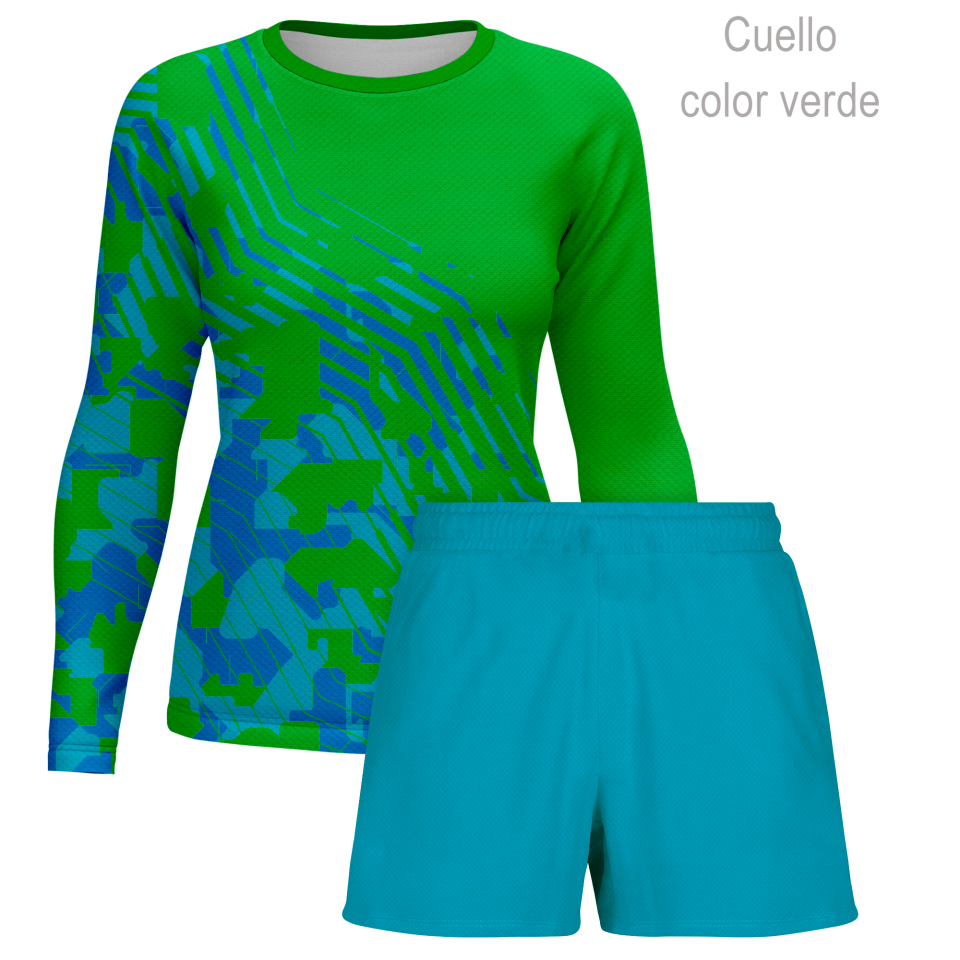 Conjunto running camiseta manga larga y pantalón corto de mujer 100% fullprint personalizado