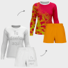 Conjunto running camiseta manga larga y pantalón corto de mujer 100% fullprint personalizado