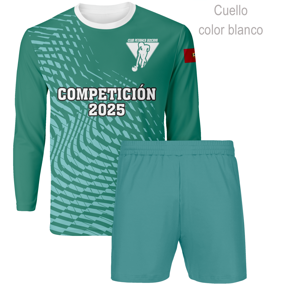 Conjunto petanca camiseta manga larga y pantalón corto 100% fullprint personalizado