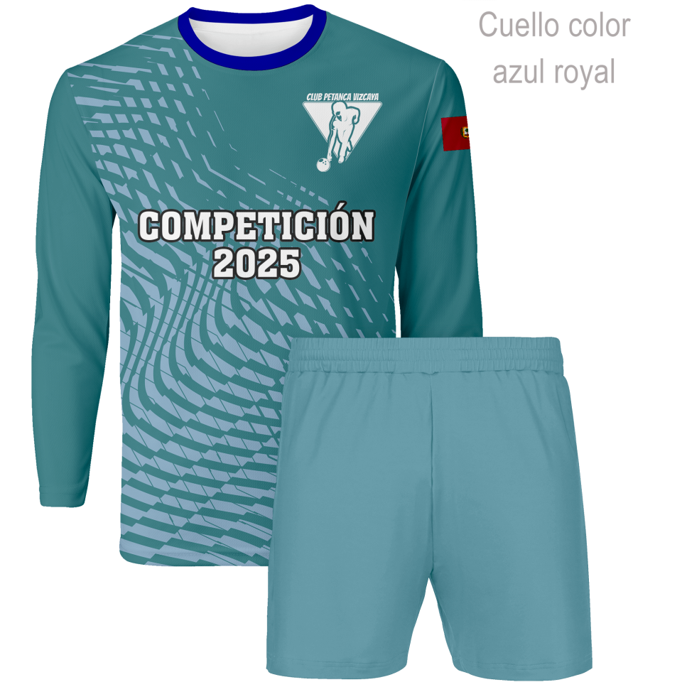 Conjunto petanca camiseta manga larga y pantalón corto 100% fullprint personalizado