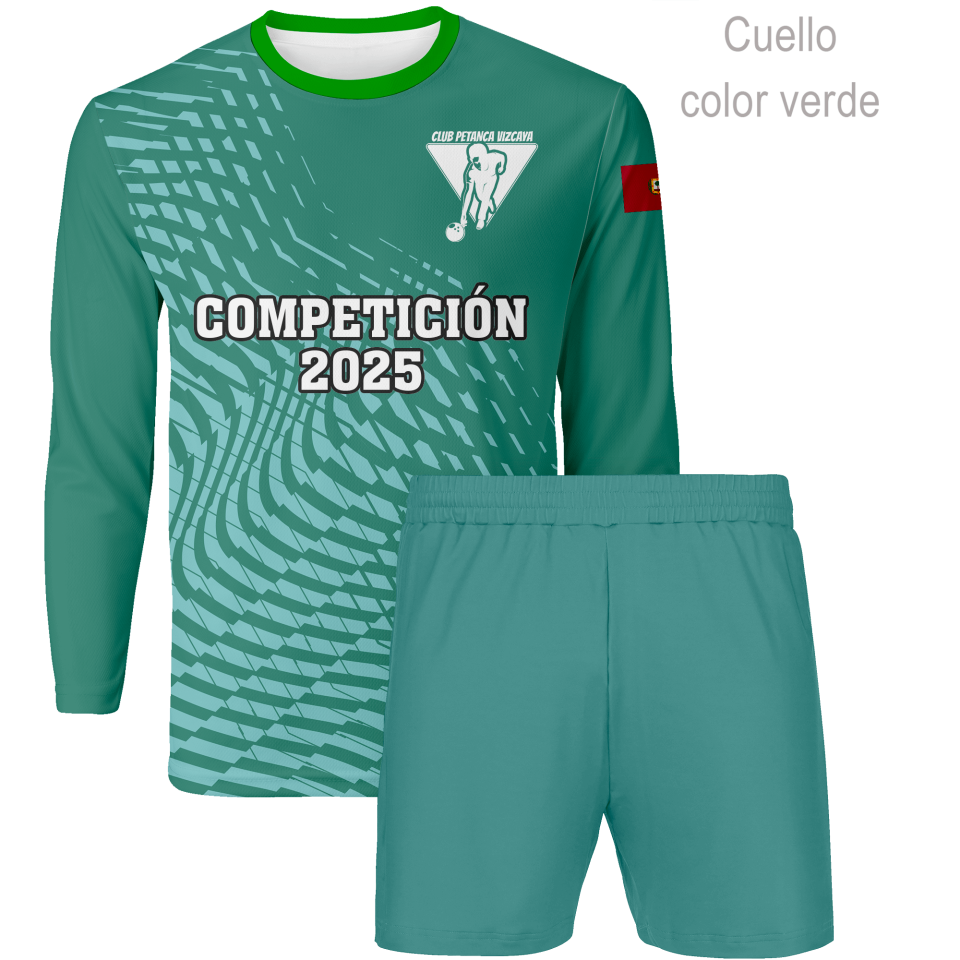 Conjunto petanca camiseta manga larga y pantalón corto 100% fullprint personalizado