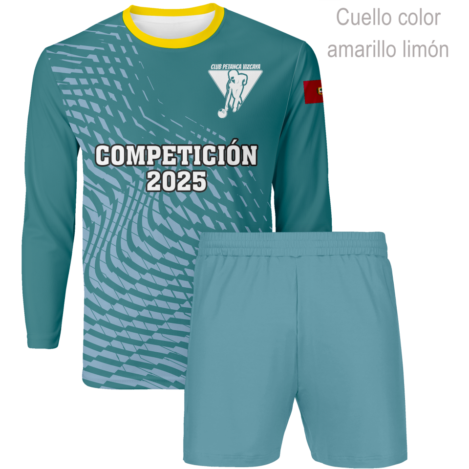 Conjunto petanca camiseta manga larga y pantalón corto 100% fullprint personalizado