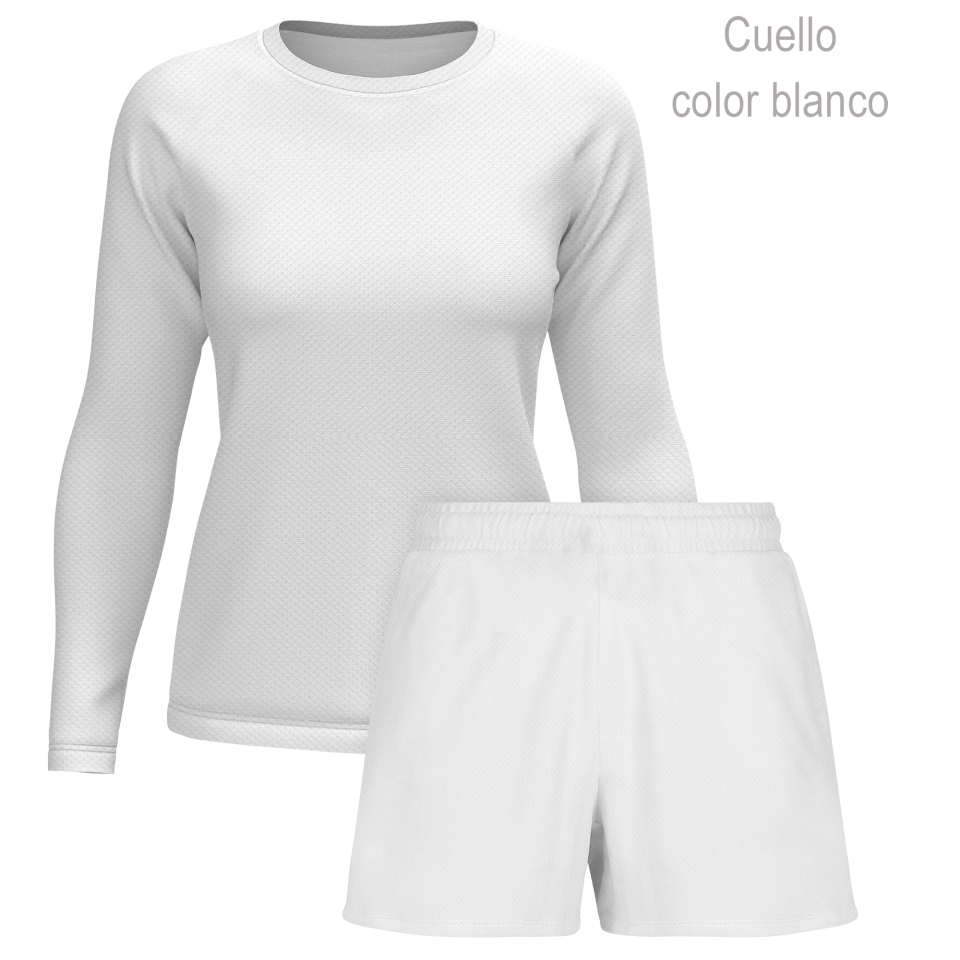 Conjunto petanca camiseta manga larga y pantalón corto de mujer 100% fullprint personalizado