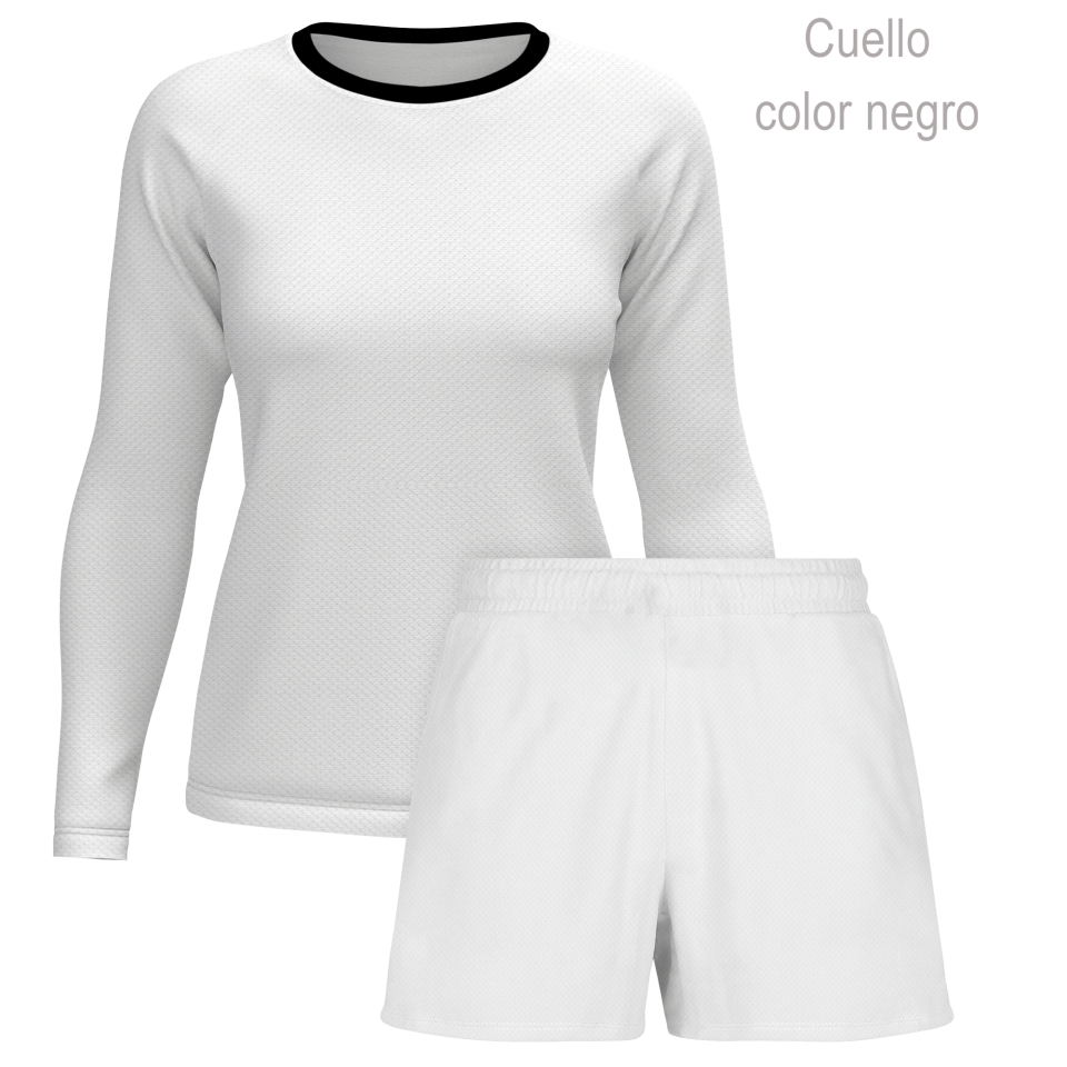 Conjunto petanca camiseta manga larga y pantalón corto de mujer 100% fullprint personalizado