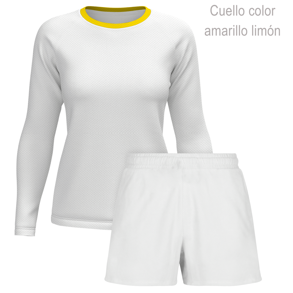 Conjunto petanca camiseta manga larga y pantalón corto de mujer 100% fullprint personalizado