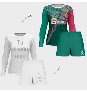 Conjunto petanca camiseta manga larga y pantalón corto de mujer 100% fullprint personalizado