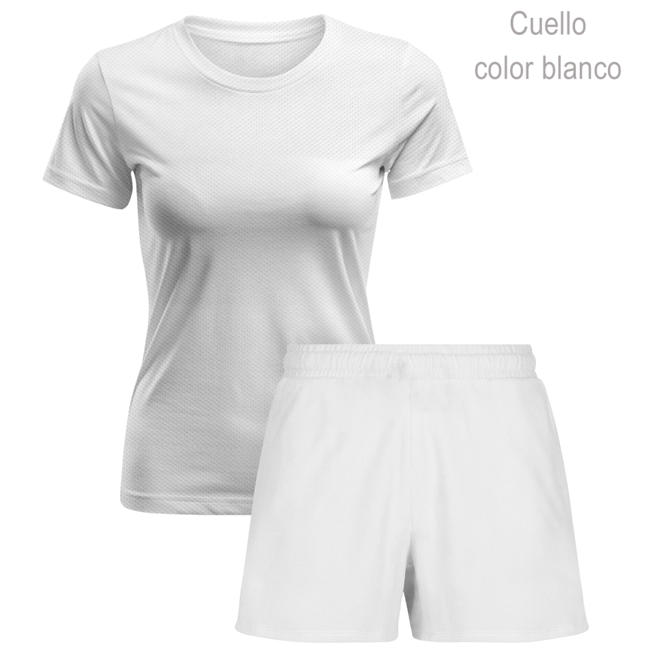 Conjunto petanca camiseta manga corta y pantalón corto de mujer 100% fullprint  personalizado