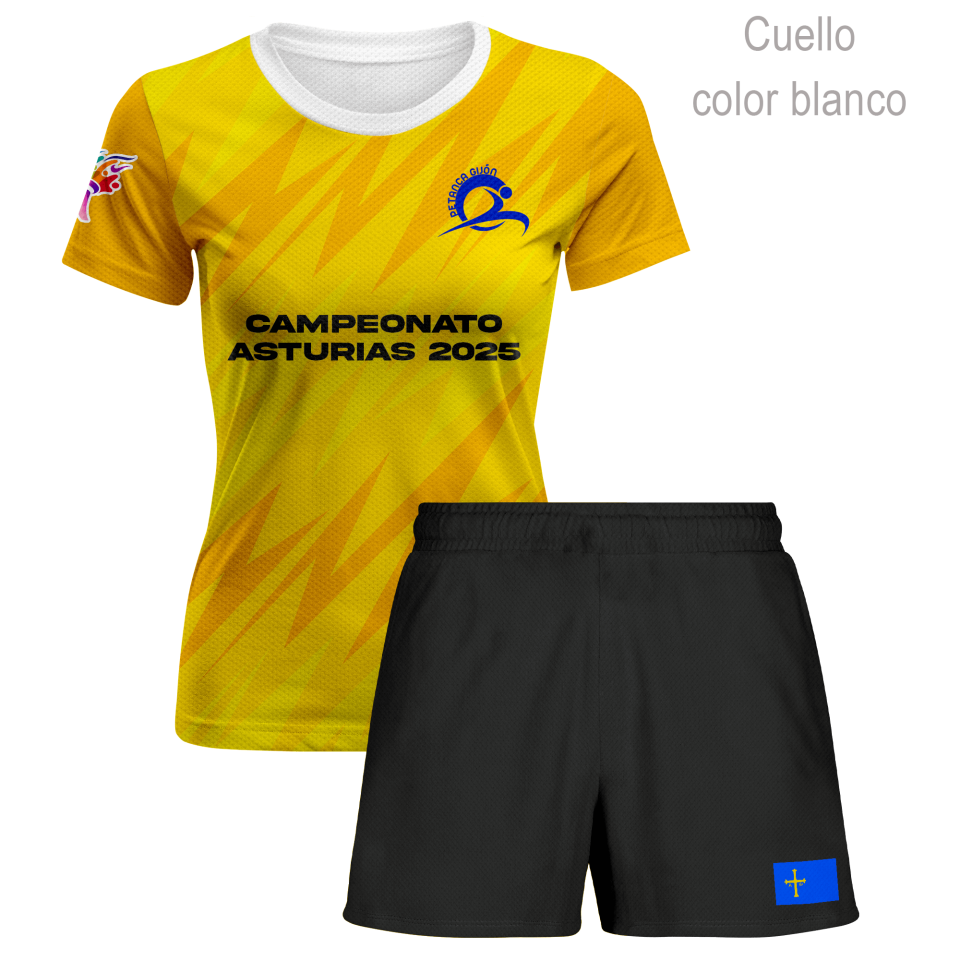 Conjunto petanca camiseta manga corta y pantalón corto de mujer 100% fullprint  personalizado