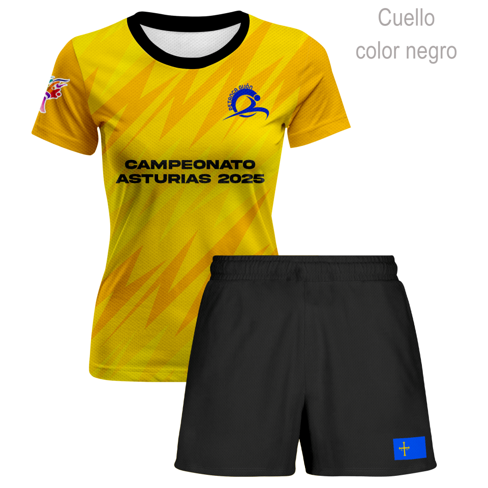 Conjunto petanca camiseta manga corta y pantalón corto de mujer 100% fullprint  personalizado