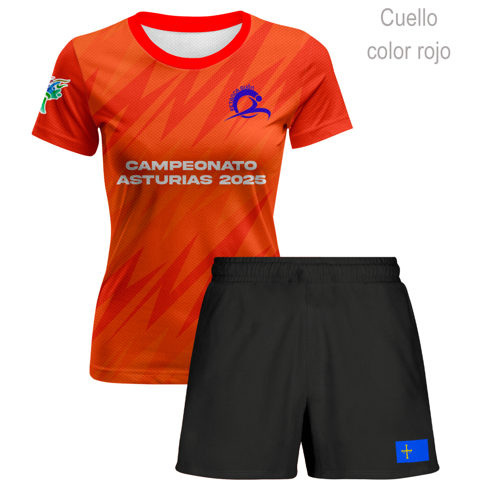 Conjunto petanca camiseta manga corta y pantalón corto de mujer 100% fullprint  personalizado