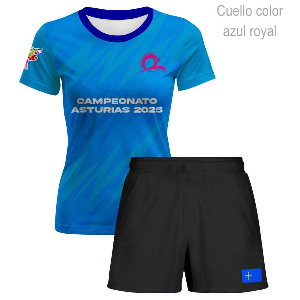 Conjunto petanca camiseta manga corta y pantalón corto de mujer 100% fullprint  personalizado