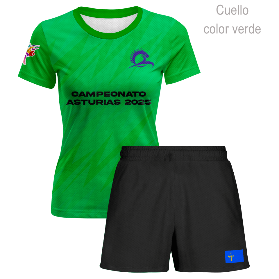 Conjunto petanca camiseta manga corta y pantalón corto de mujer 100% fullprint  personalizado