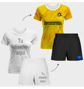 Conjunto petanca camiseta manga corta y pantalón corto de mujer 100% fullprint personalizado