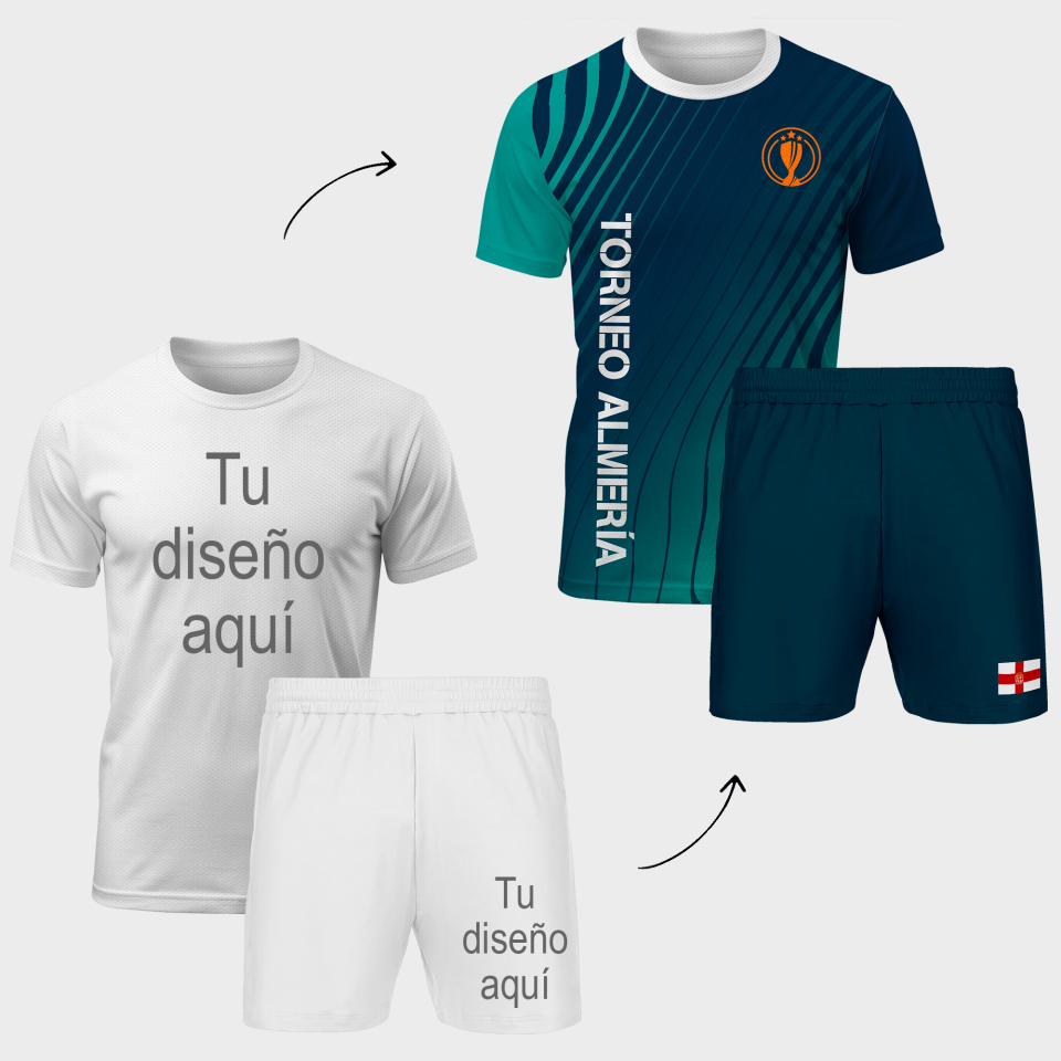 Conjunto petanca camiseta manga corta y pantalón corto 100% fullprint personalizado