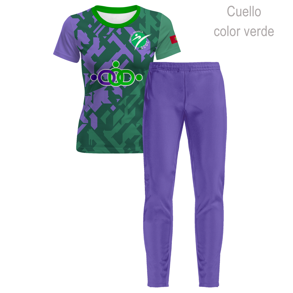 Conjunto petanca camiseta manga corta y pantalón largo de mujer 100% fullprint personalizado