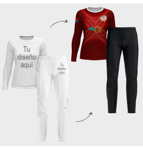 Conjunto petanca camiseta manga larga y pantalón largo de mujer 100% fullprint personalizado