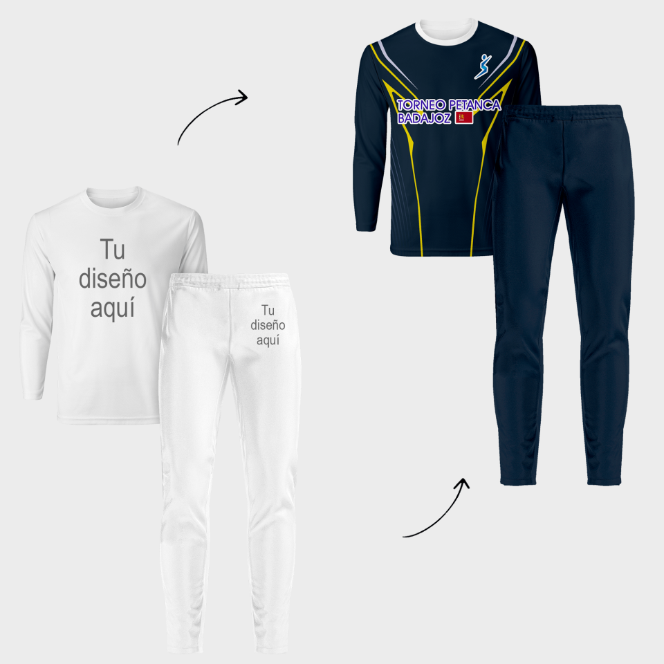 Conjunto petanca camiseta manga larga y pantalón largo 100% fullprint personalizado